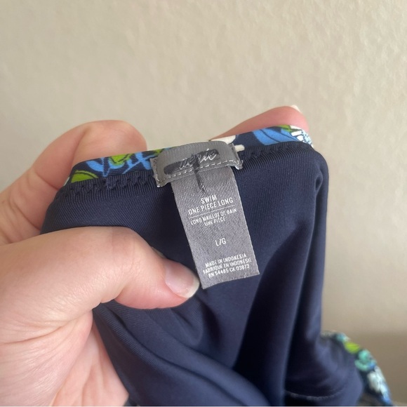 NWOT Aerie Blue Green Floral One Piece Bustier Swimsuit Womens Size Large - Picture 8 of 10